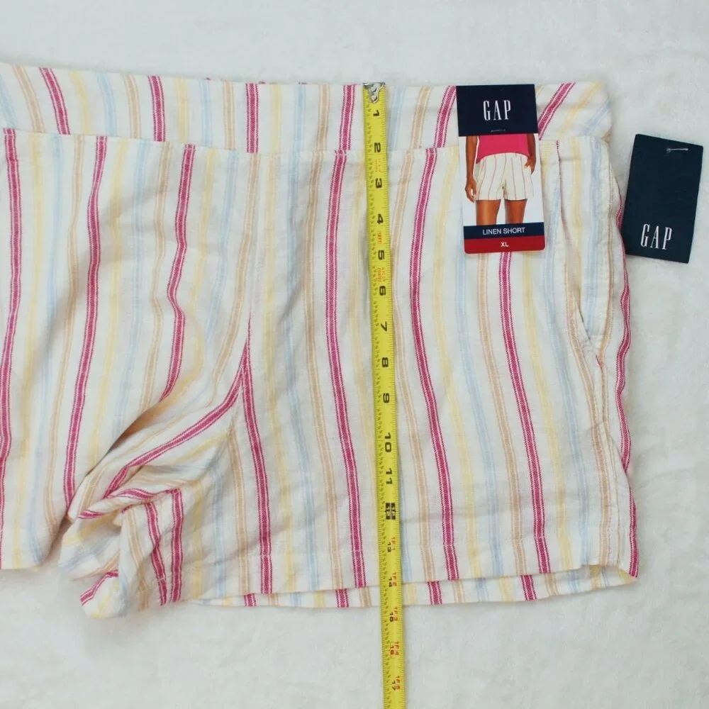 NWT GAP multi colored striped linen shorts XL summer vacation